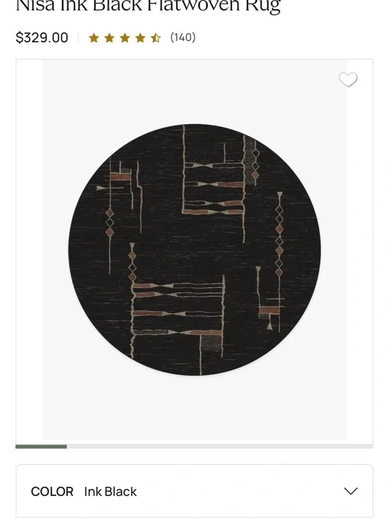 Nisa Ink Black Flatwoven Rug System by Ruggable