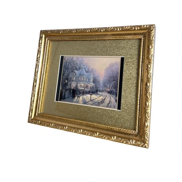 Thomas Kinkade‎ A Holiday Gathering Artwork in Gold Frame