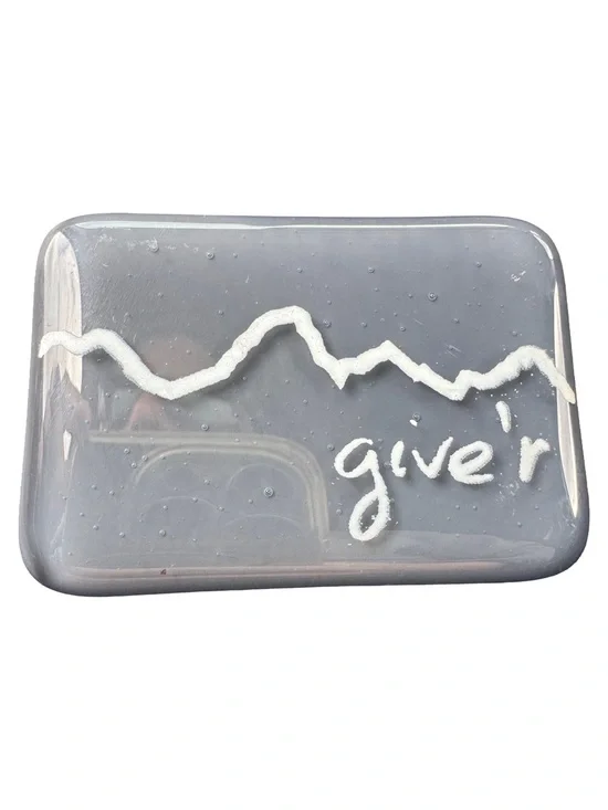 Gray 'give'r' Mountain Glass Belt Buckle
