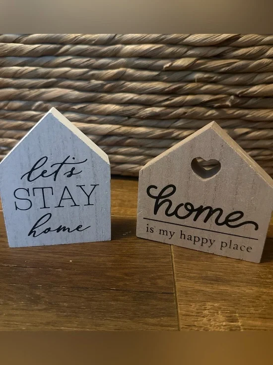 Rustic Neutral Home Wooden Décor Signs - Set of 2