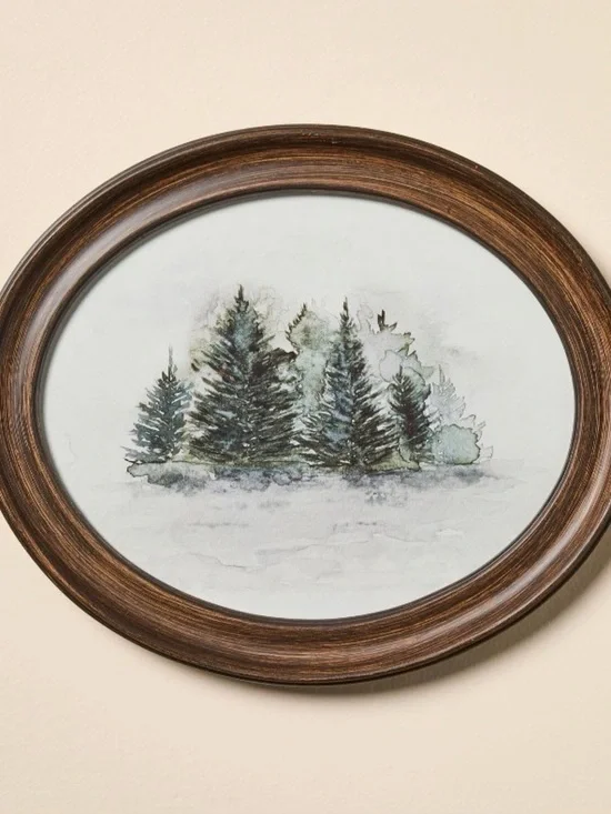10x12” Oval Framed Watercolor Trees Wall Art- Hearth & Hand with Magnolia