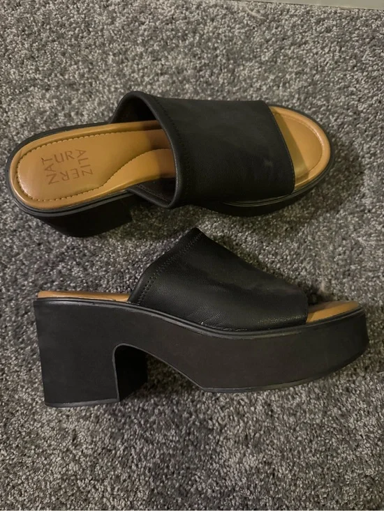 Naturalizer Black Platform Slide Heels