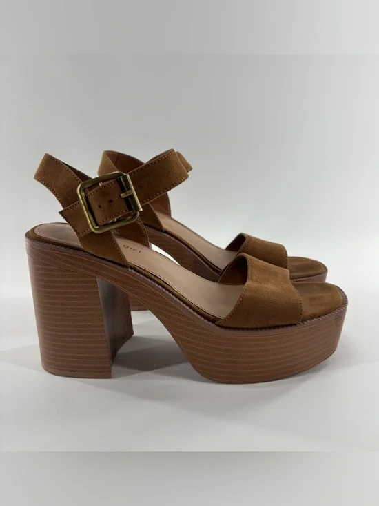 Madden Girl Grandview Goldie platform block heel sandals chestnut brown 9