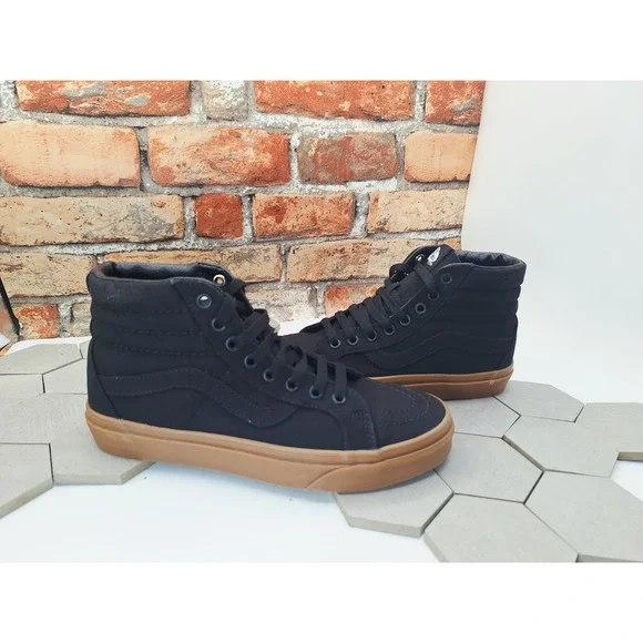 Vans Sk8-Hi Reissue Canvas Black Gum Mens Sz 6.5 Womens Sz 8 Skate Shoes Rare