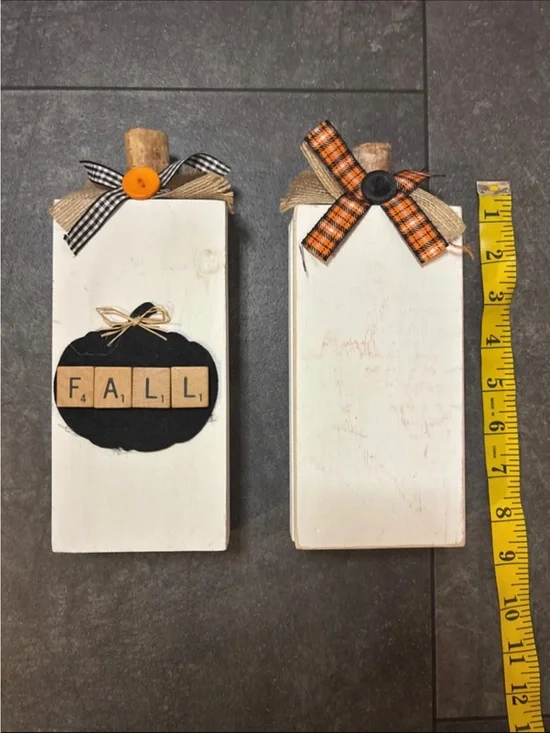 Rustic Fall Pumpkin Wooden Decor - White and Black