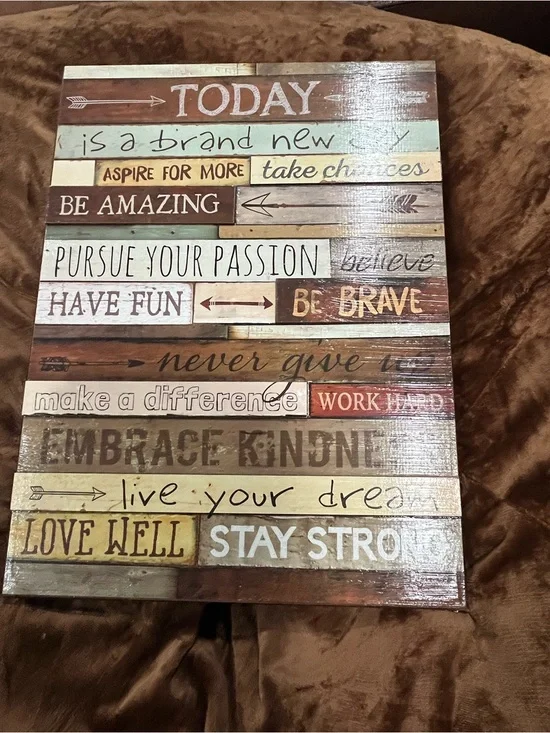 Rustic Motivational Wall Art Sign in Brown and Cream