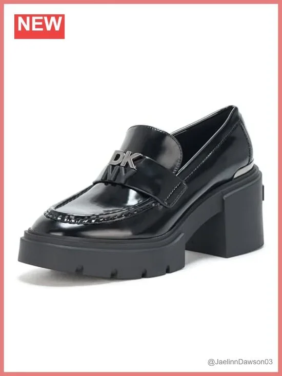 DKNY Women's Texas Heeled Platform Loafer Faux Leather Casual