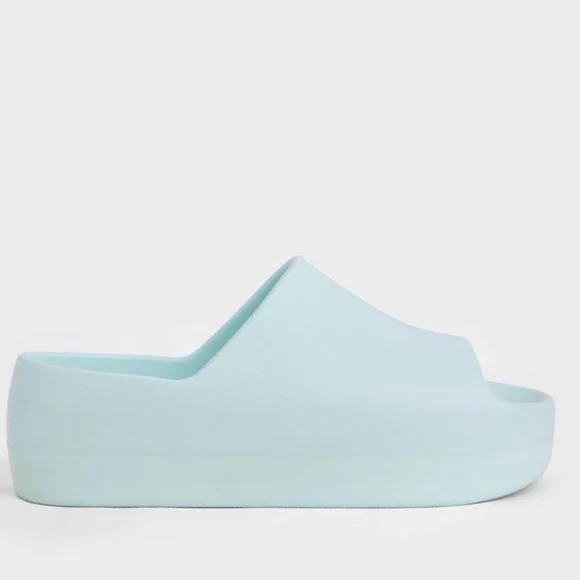 Charles & Keith Pale Blue Slide Platform Sandals