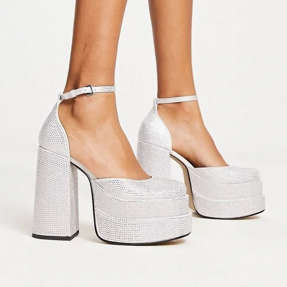 New Steve Madden Charlize double platform shoes in crystal size 6.5 rhinestone