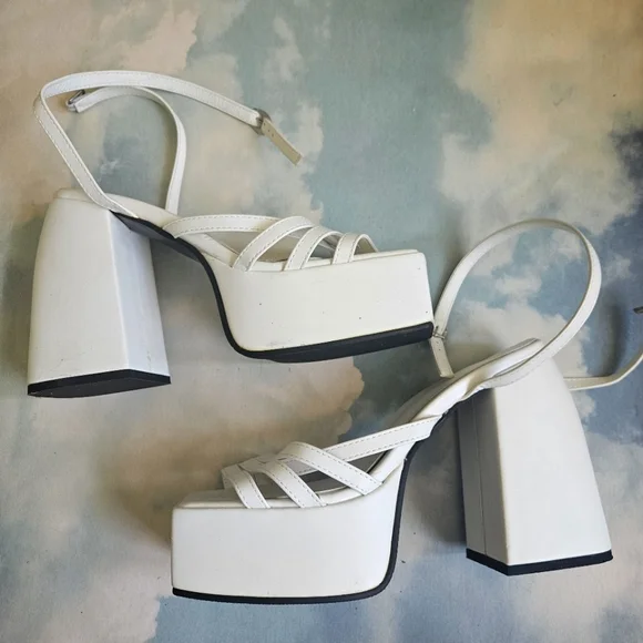White Platform Strappy Sandals Naked Wolfe Look A Like