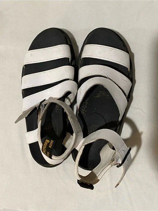 Dr. Martens White Strappy Platform Sandals