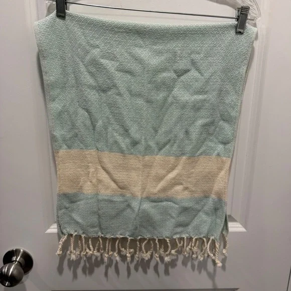 Die Caprie Unisex Hand Towel Set Turkish Cotton Diamond Weave Blue Cream 18x20