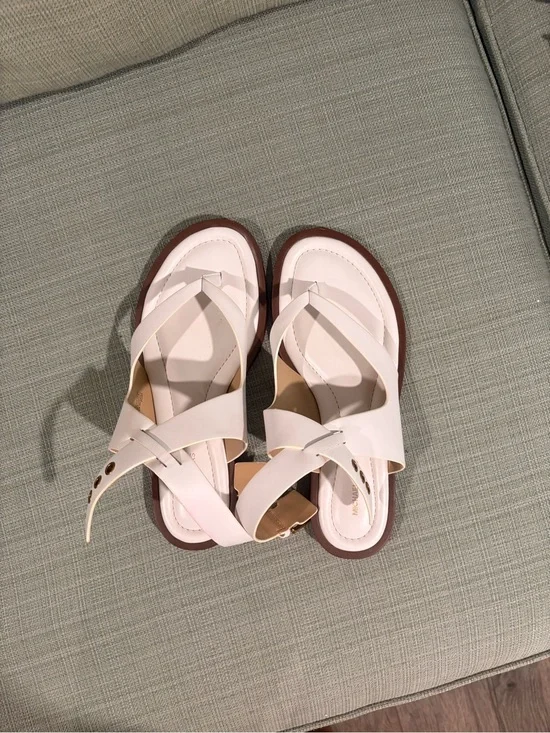 Michael Kors White Cross-Strap Sandals