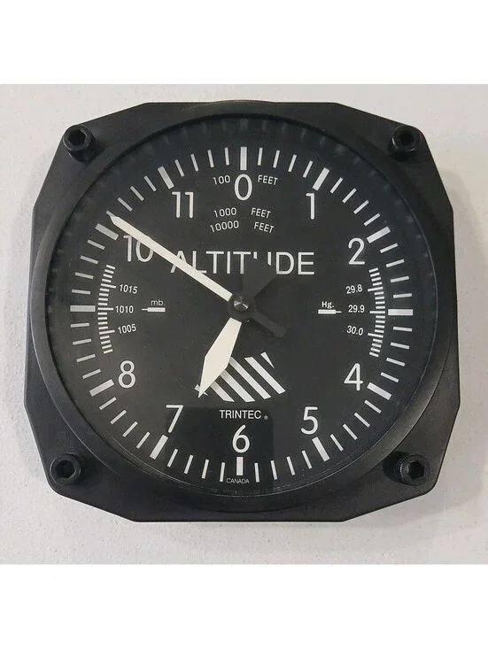 Vtg Trintec Altimeter Style Aviation Wall Clock-Aircraft Altitude Design Working