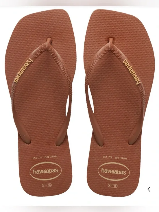 Havaianas Women's Slim Square Toe Flip Flops- Rust- 7/8