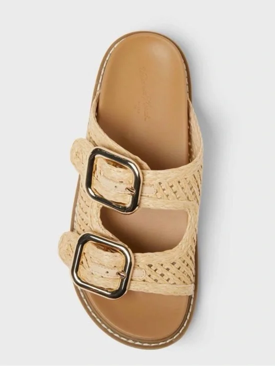 Universal Thread Tan Braided Double Buckle Slide Sandals