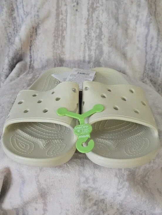 CROCS Cream Slide Sandals 8 M / 10 WCrocs Classic Slide Bone M8 W10 Jibbitz Sand