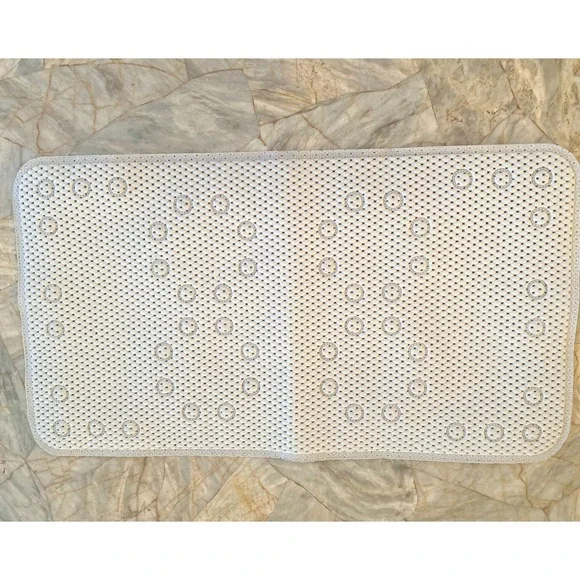 White Non Slip‎ Rubber Bathtub Mat with Suction Cups 27.5x15.5 Rectangle