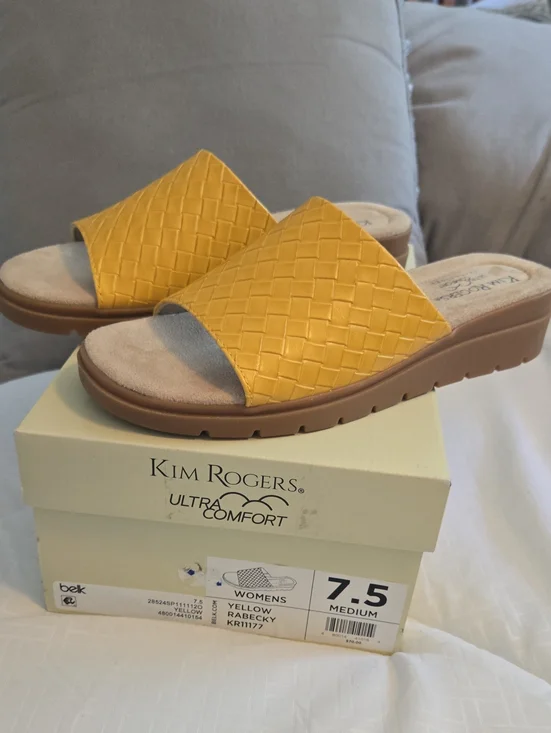 Kim Rogers Yellow Woven Slide Mule