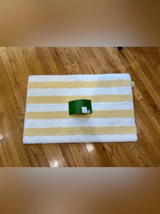 Kate Spade 20x32 Butter Yellow & White Stripe Bath Rug