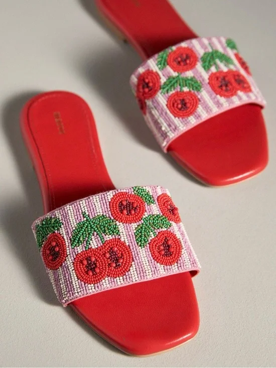 NWT The Fiona Beaded Slide Sandals by Maeve