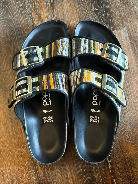 Super cute Birkenstock Multicolor Striped Slides (Papillio by Birkenstock)