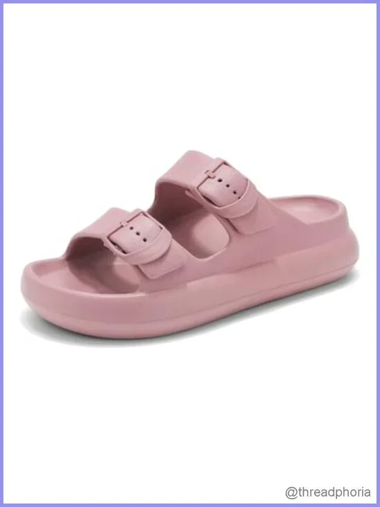 Women's Platform Cloud Slides Arch Support Double Buckle Recovery Sandals