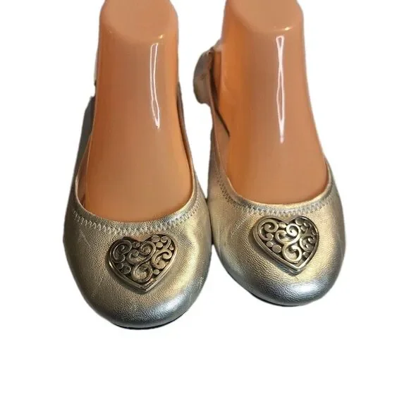 Brighton Heart Metallic Silver Ballet Flats Women's Shoes. Size 9