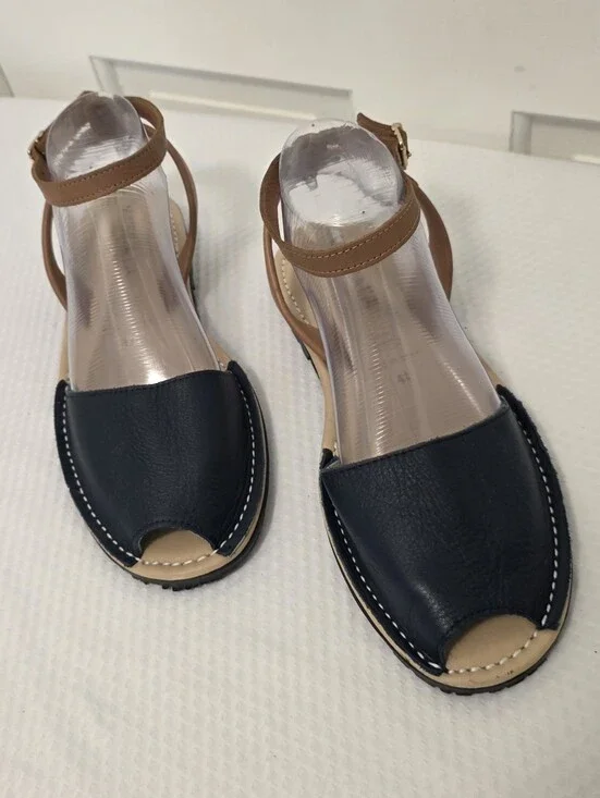 EC Viscata Barcelona Navy & Tan Open-Toe Ankle-Strap Sandals Size 41