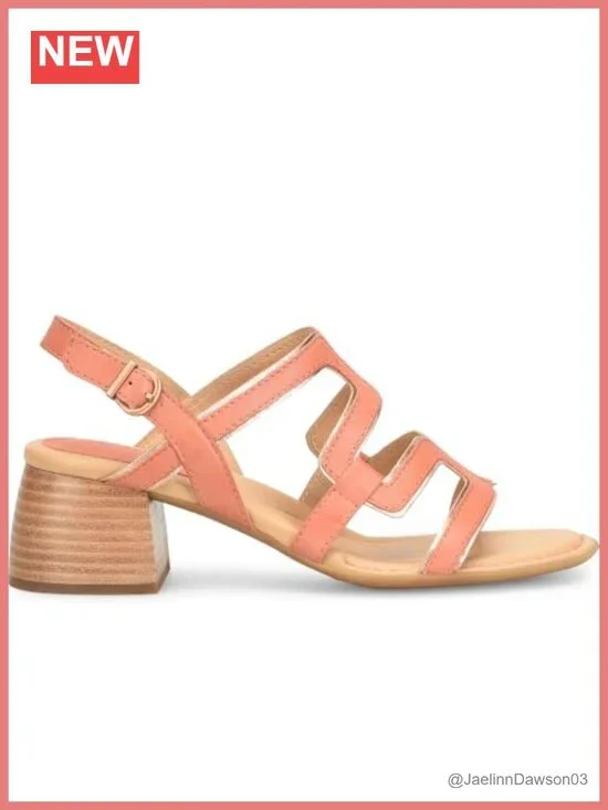Born Sofia Women's Block Heel Slide Sandals Leather Hook & Loop
