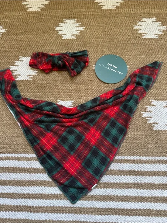 Little Sleepies Tartan Plaid Bow and Bandana