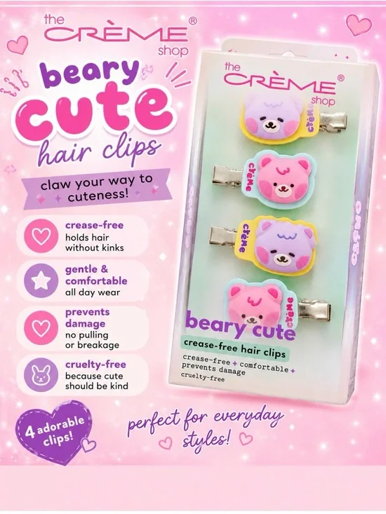 the Crème Shop Beary Cute Hair Clips - 4 Pack