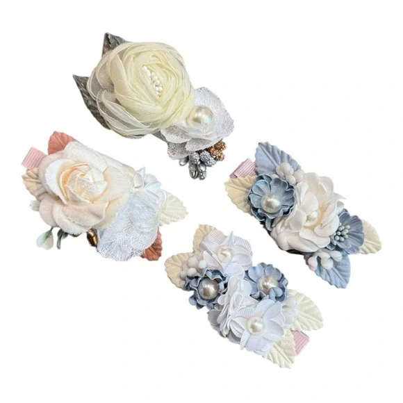 Boho Mini Floral Hair Clips Set for Girls