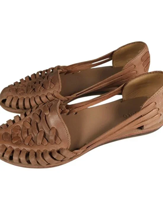 Nisolo Tan Woven Leather Huarache Flats