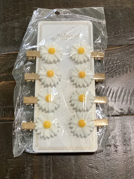 Princess Accessories White & Yellow Daisy Hair Clips - Set of‎ 8