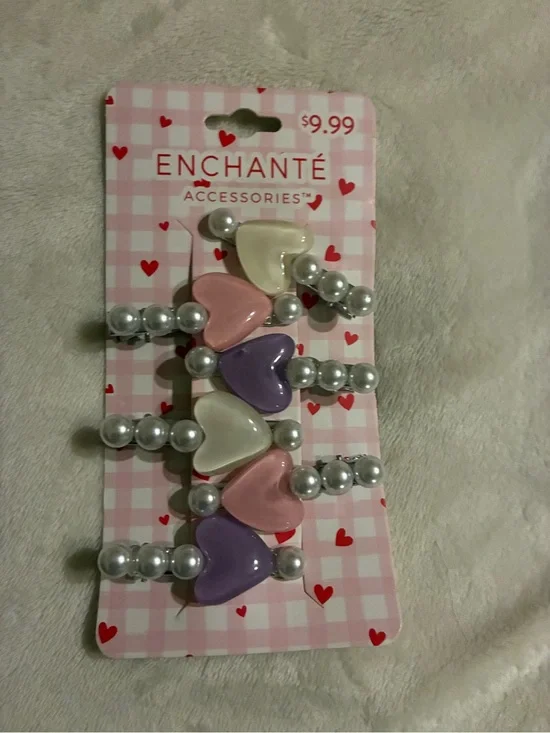 Charter Club Pastel Heart Pearl Clip Set - Pink, Purple, Cream