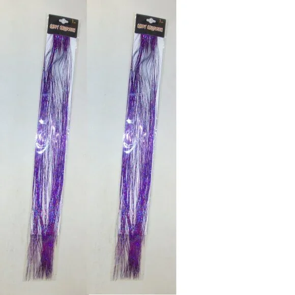 Hair Extensions Halloween Purple Glitter Set of 2 Synthetic Hair 19