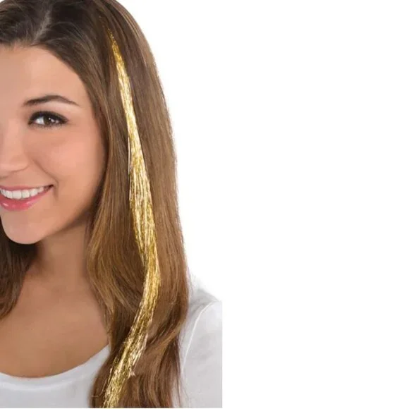 Hair Extensions Halloween Gold Glitter Set of 2 Synthetic Hair 19