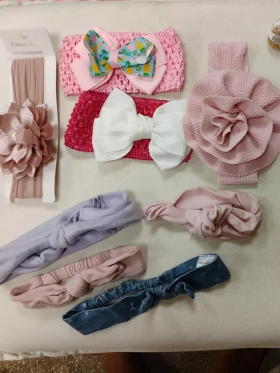 20 Pc Baby Girl Headband Hair Accessory Lot Bows Flowers Cat Ears