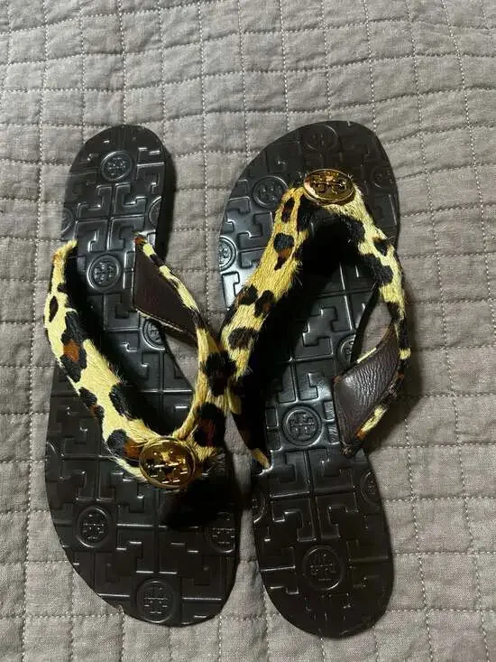 Tory Burch Ponyhair Animal Print Flip Flops - Brown Sandals, Shoes - WTO830874