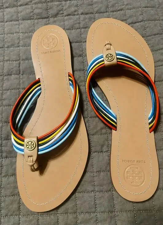 Tory Burch Multi-Color Leather Miller Thong Sandals Size 8