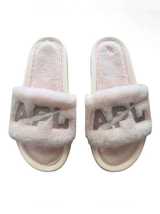 NEW APL Shearling Slides Pink Cream Rose Dust Size 7 Cozy Casual Coquette Sporty