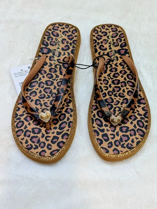 Juicy Couture Y2K Leopard Print Flip Flops