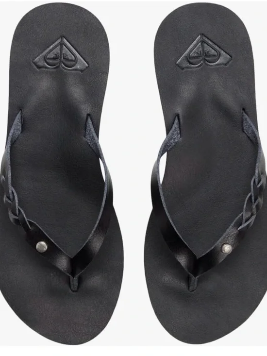Roxy Black Leather Flip Flops
