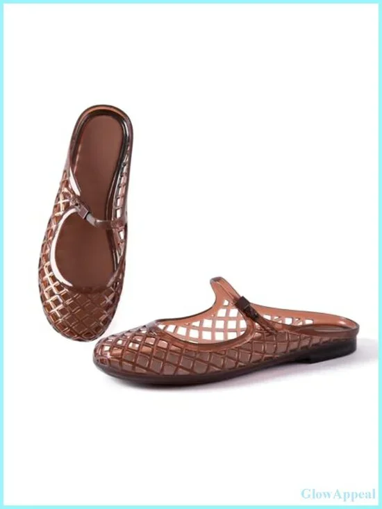 Women Mary Jane Jelly Flat Sandals Waterproof Quick-Dry Adjustable Buckle Mule