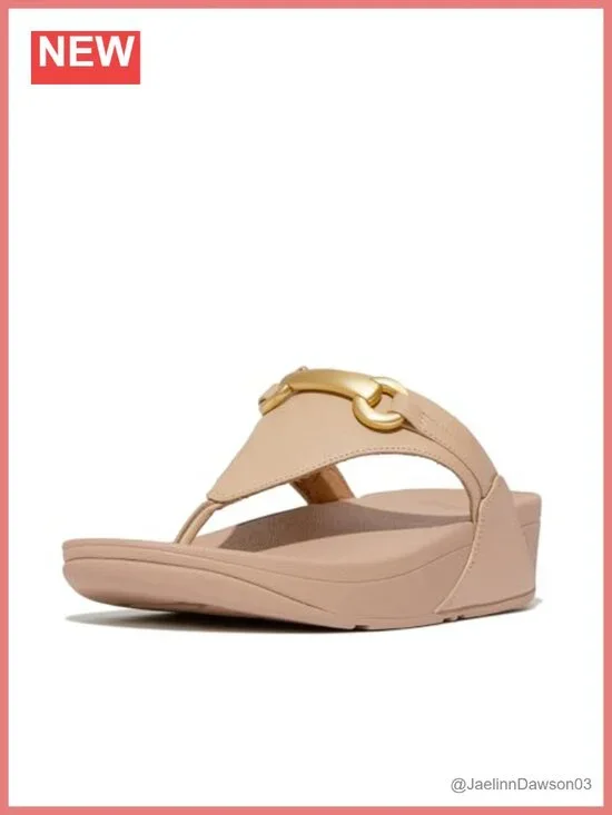 FitFlop Lulu Leather Toe-Post Platform Sandals Chunky Snaffle Wedge