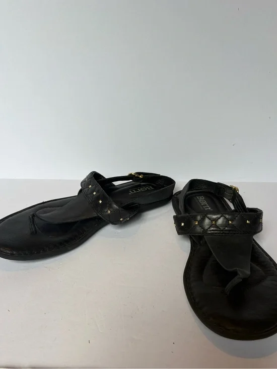 Born Women's Black Quilted Leather Thong Sandals with Stud Detail Size 6M