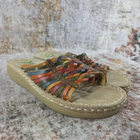 Earth Spirit Calhoun Gelron 2000 Slide Sandals Women 7.5 Woven Leather‎ Huarache