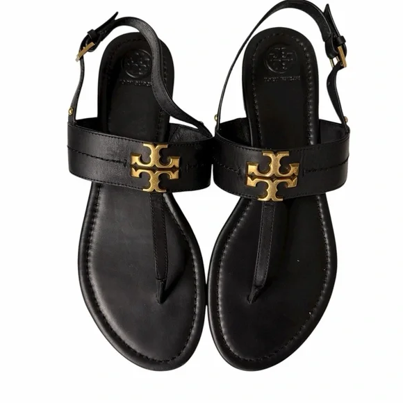TORY BURCH Everly T Strap Sandals Black Size 10