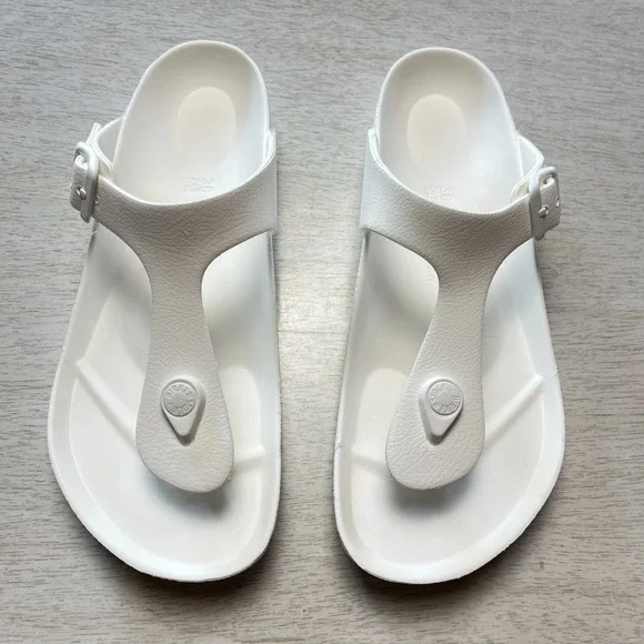 Birkenstock Gizeh EVA Thong Sandals Womens US Size 7 White Comfort Buckle Strap